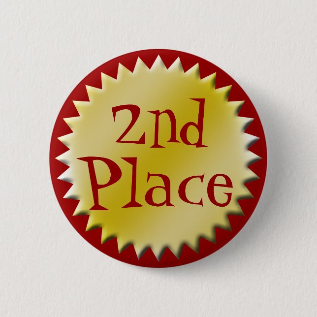 2nd Second Place Award Button, Customisable 6 Cm Round Badge (Front)