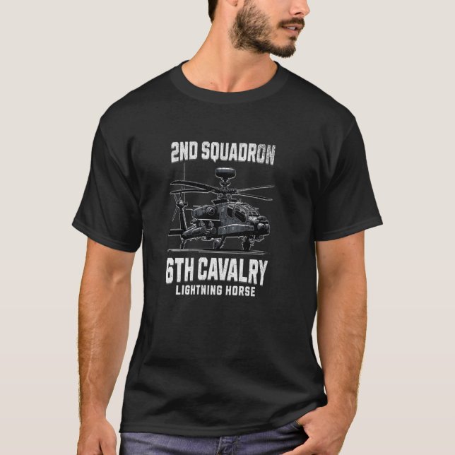2nd Squadron 6th Cavalry Apache Helicopter Militar T-Shirt (Front)