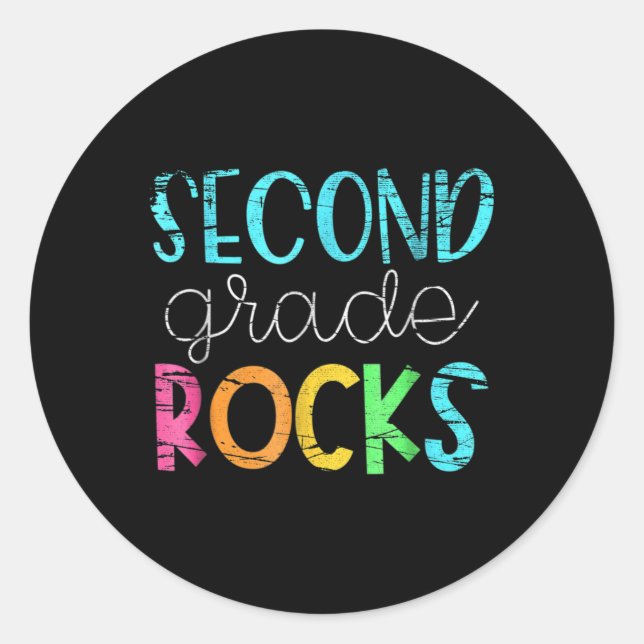 2nd Teacher Team - Second Grade Rocks  Classic Round Sticker (Front)