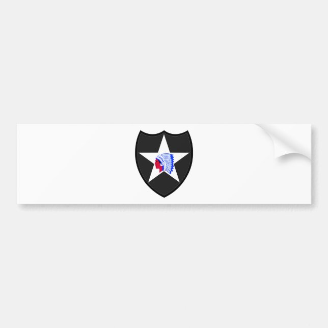 2nd U.S. Infantry Division Indianhead Bumper Sticker (Front)