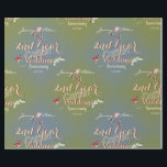 2nd Wedding Anniversary Cotton Lily of the Valley Wrapping Paper<br><div class="desc">For a fun vintage font on your 2nd wedding anniversary that will blend in nicely with your home decor. I'm available for any customisation you wish,  just message me and I'll get right back to you!</div>