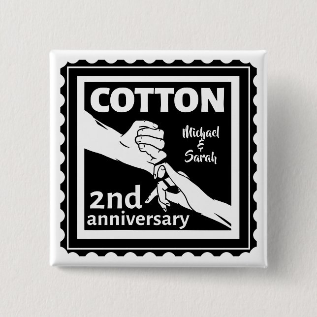 2nd Wedding anniversary couple holding hands 15 Cm Square Badge (Front)