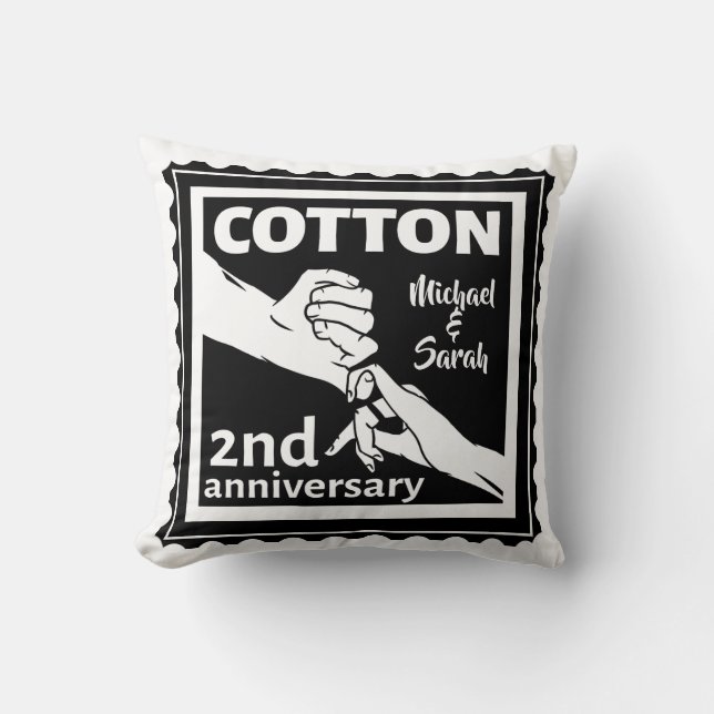 2nd Wedding anniversary couple holding hands Cushion (Front)