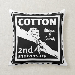 2nd Wedding anniversary couple holding hands Cushion