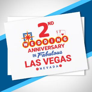 2nd Wedding Anniversary Couples Las Vegas Trip Postcard