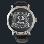 2nd wedding anniversary distressed crest watch<br><div class="desc">A design to celebrate your second year of marriage. This first wedding anniversary design has a distressed white crest,  with the text Cotton,  2 year ,  anniversary.  If you would like any help customising this design please contact me,  their is an ask this designer button,  just below this text.</div>