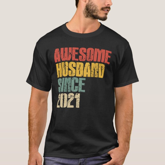 2nd Wedding Anniversary for Him Awesome Husband Si T-Shirt (Front)