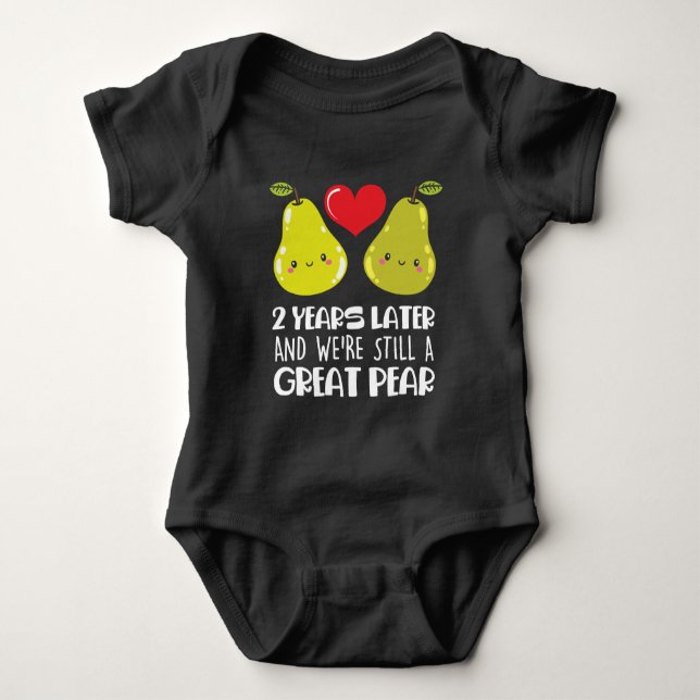 2nd Wedding Anniversary Gift Married Couple Pear Baby Bodysuit (Front)