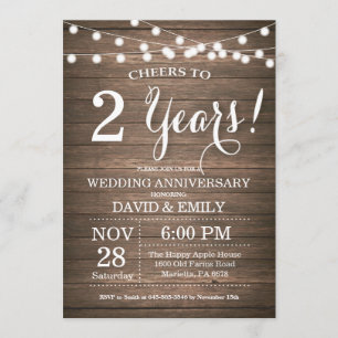 2nd Wedding Anniversary Invitation Rustic Wood