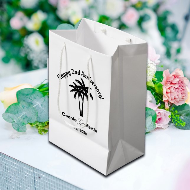 2nd Wedding Anniversary Palm Trees Medium Gift Bag (Creator Uploaded)
