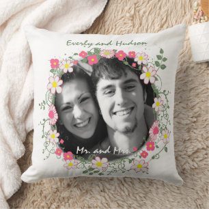 2nd Wedding Anniversary Photo Wreath Frame White Cushion