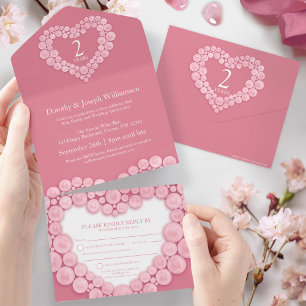 2nd wedding anniversary rose quartz all in one invitation