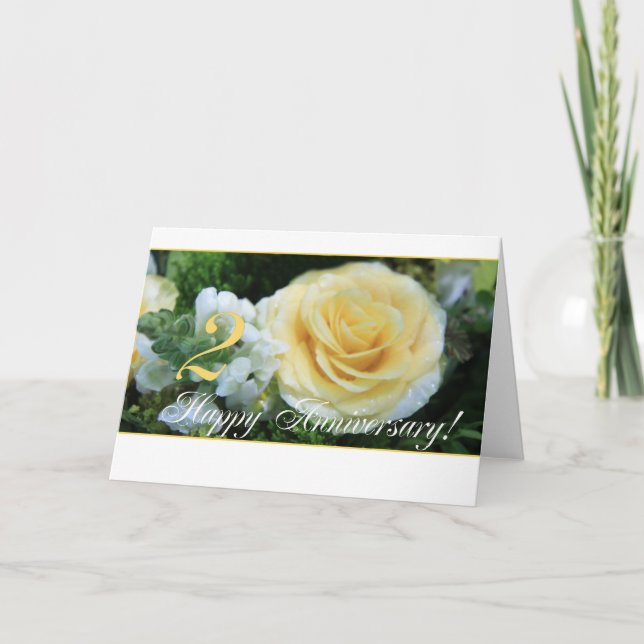 2nd Wedding Anniversary - Yellow Rose Card (Front)