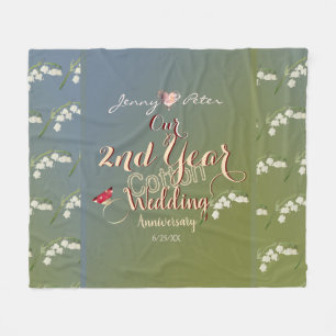 2nd Year Cotton Wedding Anniversary  Fleece Blanket