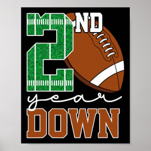 2nd Year Down Football Lover Second Birthday Boy P Poster