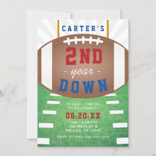 2nd Year Down Football Theme 2nd Birthday Invitation