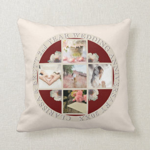2nd Yr. Wedding Anniversary Cotton 5 Photos Cushion
