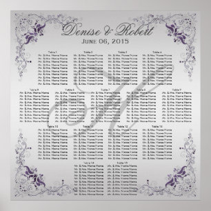 #2Ornate Purple Silver Floral Swirls Seating Chart