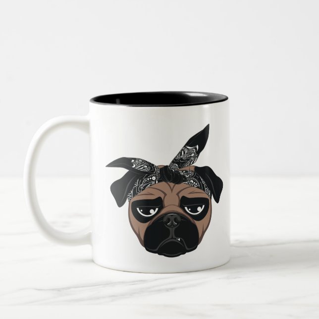 2pac Pug Two-Tone Coffee Mug (Left)