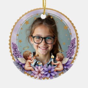 2sided Memorial Cherub’s Light Ceramic Ornament