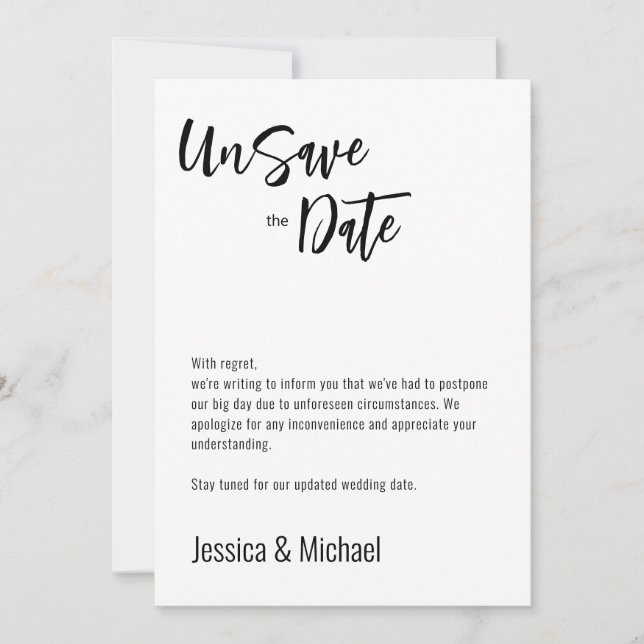 💍 2sided Minimalist Elegant UnSave the Date Save The Date (Front)