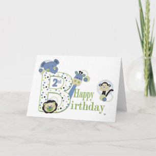 2st Birthday Boy Animal Card with Dots