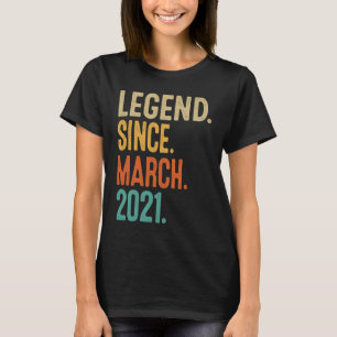 2th Birthday Legend Since March 2021 2 Year Old T-Shirt