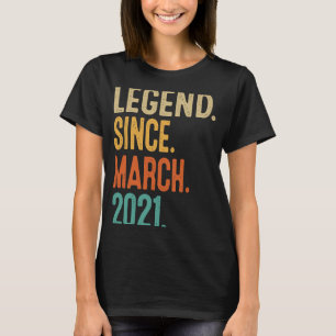 2th Birthday  Legend Since March 2021  2 Year Old T-Shirt