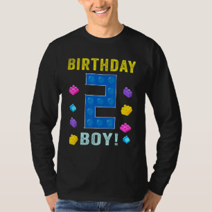 2th Birthday two 2 Years Old Block Building Boys K T-Shirt