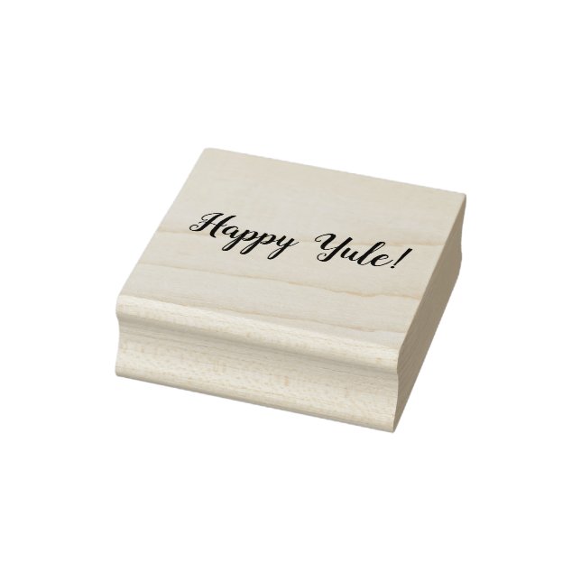 2x2 Happy Yule! Maple Wood and Rubber Ink Stamp (Stamp)