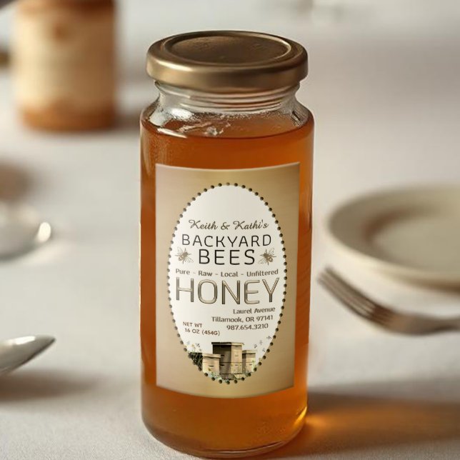 2x3 Honey Backyard Bees Hives Little Bees Gold  Food Label (Creator Uploaded)