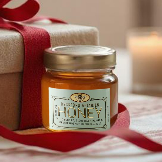 2x3" Metallic Gold 3D Framed Honey Label with Bee  (Creator Uploaded)
