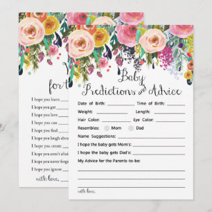 2x Games Flower Garden Baby Shower 5x7" Size Invitation