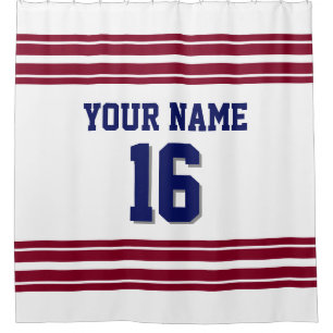 2X Stripes navy text Shower Curtain
