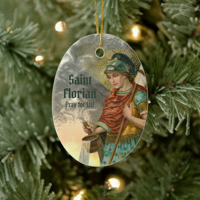 2xSt. Florian with Bucket (Smoke; M 019) Ceramic Ornament (Tree)