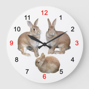 3匹のうさぎの壁掛け時計 LARGE CLOCK