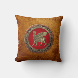[300] Assyrian Winged Bull - Gold Lamassu Cushion