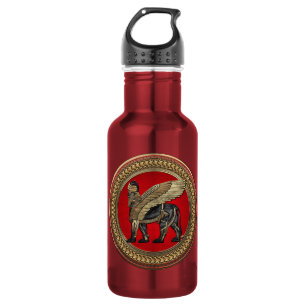 [300] Assyrian Winged Lion: Gold & Black Lamassu 532 Ml Water Bottle