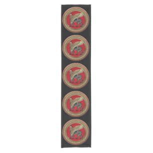 [300] Assyrian Winged Lion: Gold & Black Lamassu Short Table Runner