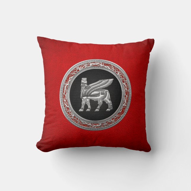 [300] Babylonian Winged Bull [Silver] [3D] Cushion (Front)