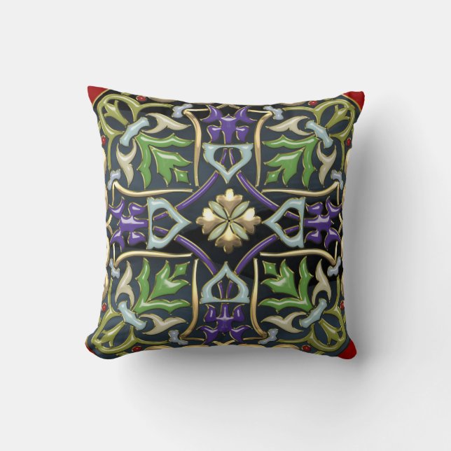 [300] Celtic Cross [Gold with Black Enamel] Cushion (Front)