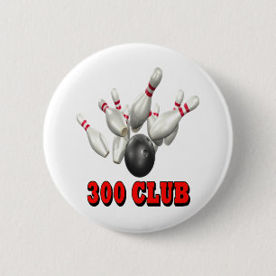 300 Club Bowling 6 Cm Round Badge