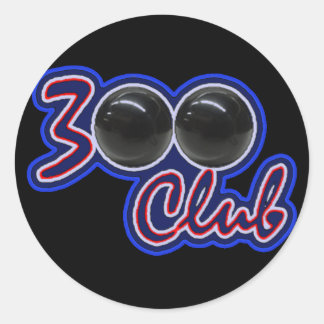 300 CLUB - PERFECT GAME IN BOWLING (BLUE) CLASSIC ROUND STICKER