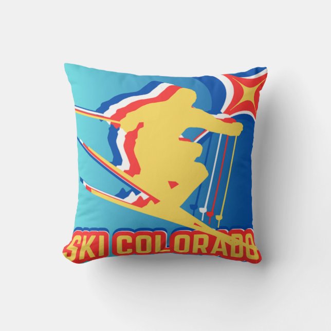 300 days of sunshine! Ski Colorado Throw Pillow (Front)