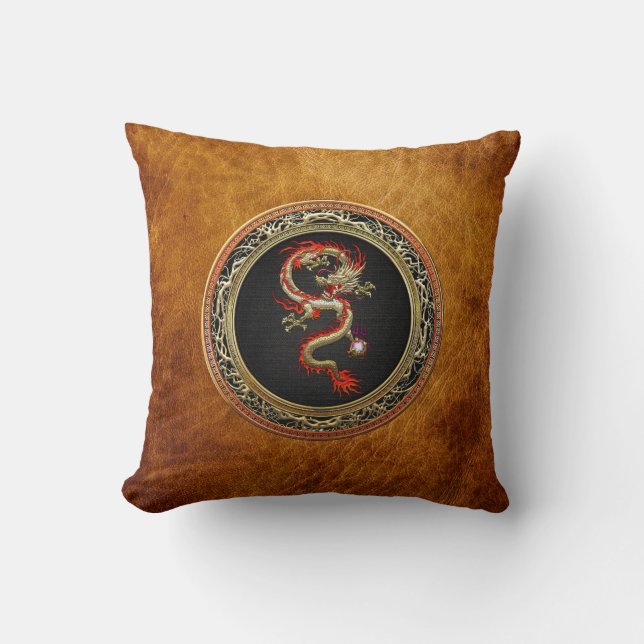 [300] Golden Chinese Dragon Fucanglong Cushion (Front)