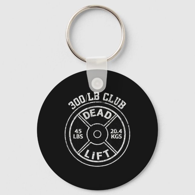 300 Lbs Pound Dead Lift Club Gym Weightlifting Pow Key Ring (Front)