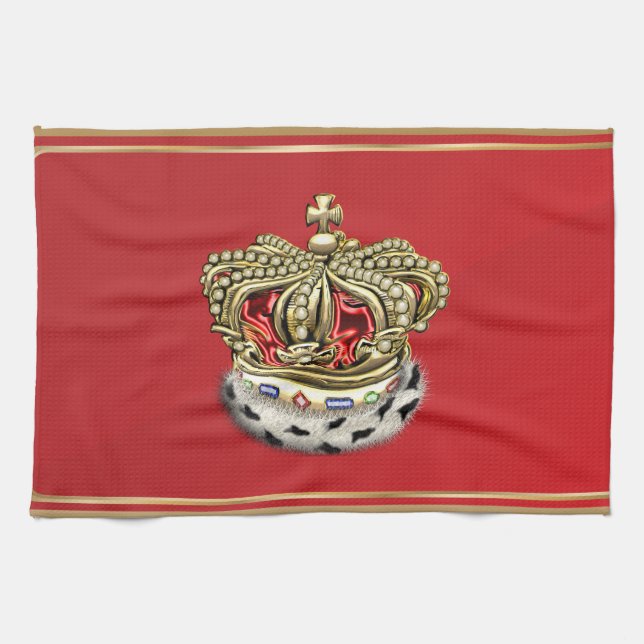 [300] Prince [King] Royal Crown [Fur+Gold][Red] Tea Towel (Horizontal)