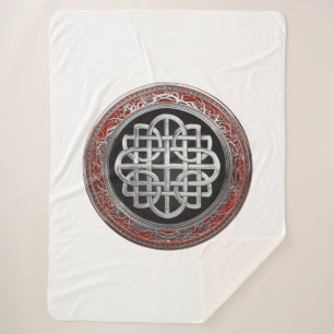 [300] Sacred Celtic Silver Knot Cross Sherpa Blanket