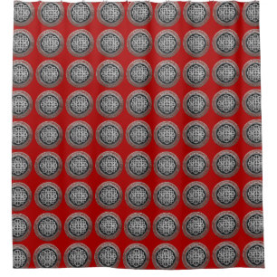 [300] Sacred Celtic Silver Knot Cross Shower Curtain