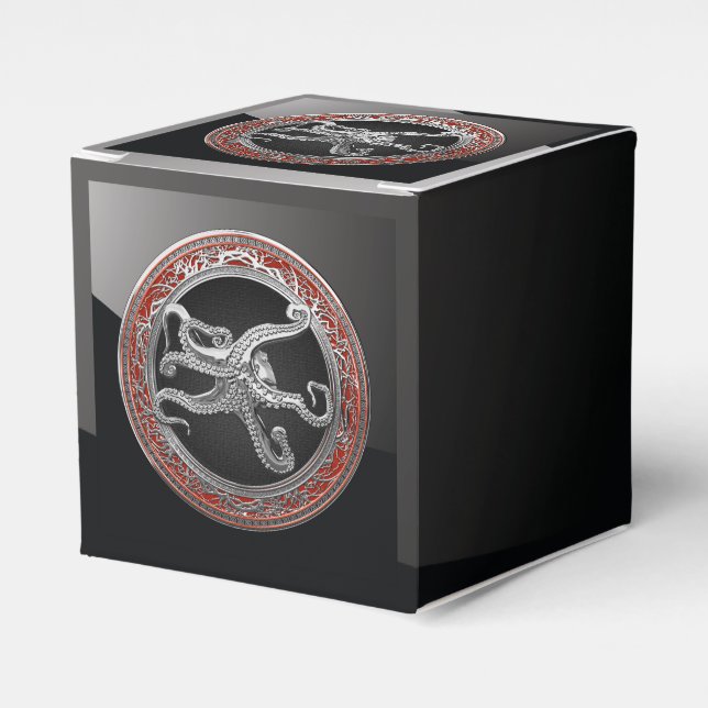 [300] Sacred Silver Octopus in Defensive Posture Favour Box (Front Side)